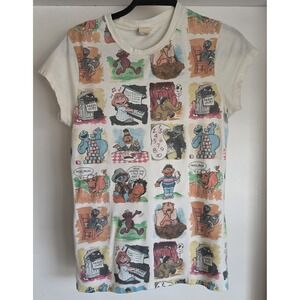 VTG Mighty Fine Women's White Sesame Street T-Shirt Short Sleeve Cotton Tee Top